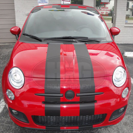 Dual 6" Fiat Rally Racing Stripe Stripes vinyl Decals Graphics fit ANY Fiat 500 Abarth Pop Gucci Sport 500c 500e
